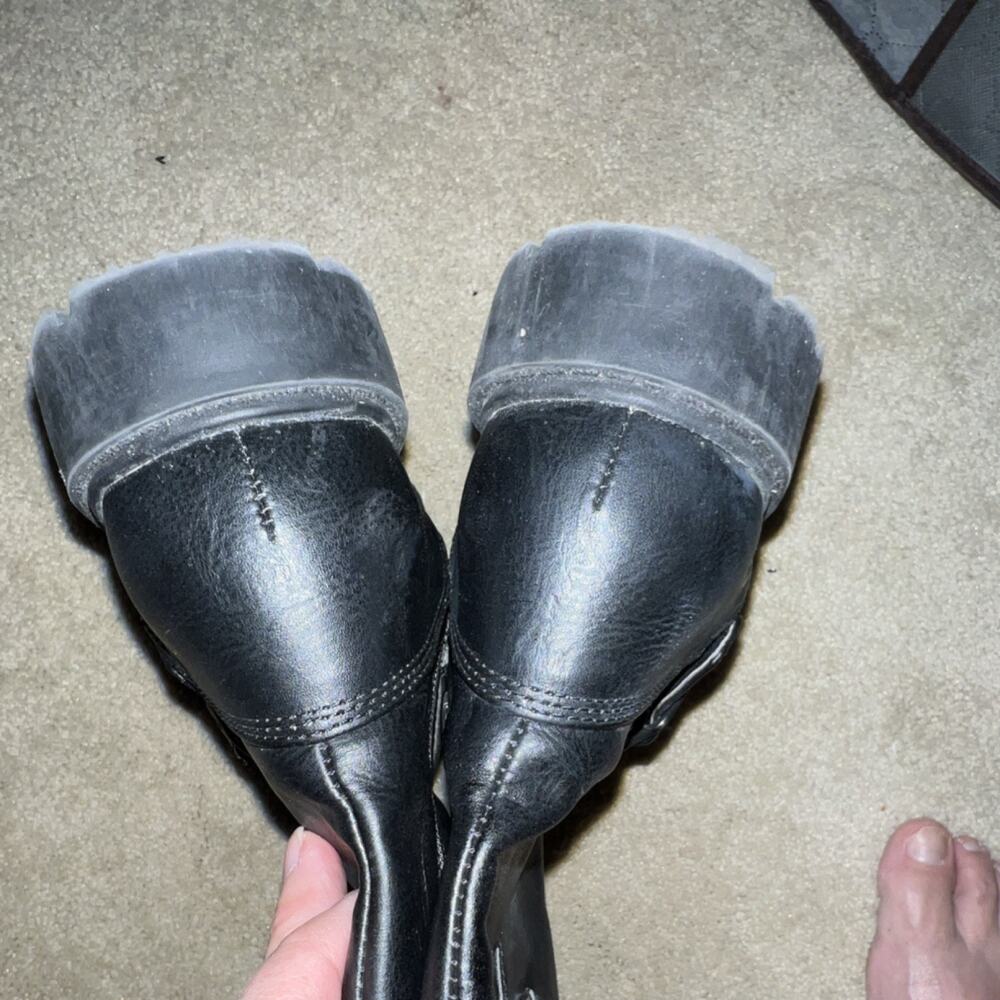 Lands' End Girls Black Buckle Zip Mid-Calf Bootie Round Toe Flat Heel 4M - Picture 6 of 8